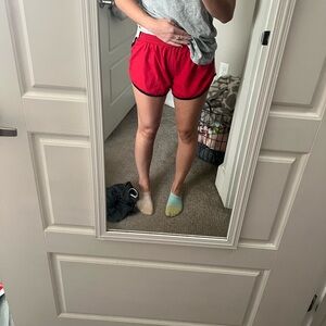 Red athletic shorts
